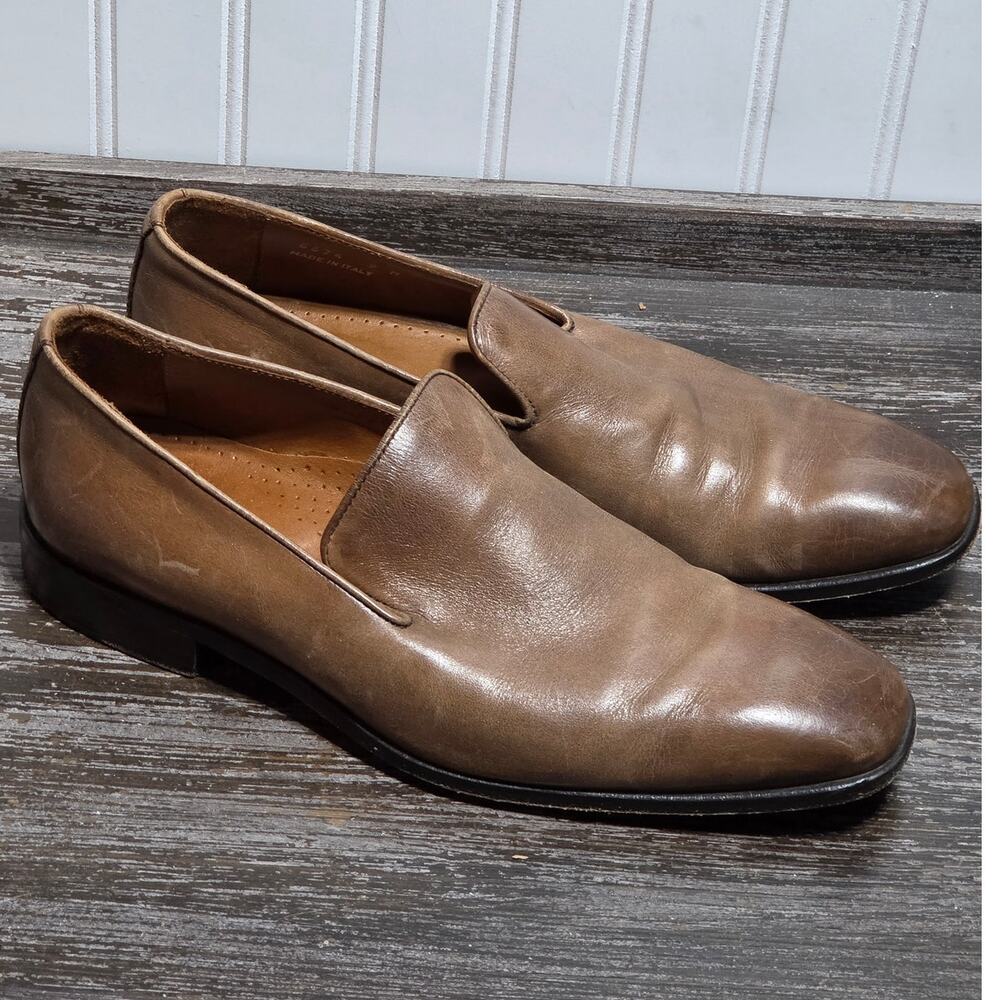 Cuoio Men's Tan Leather Made in Italy Slip On Comfort Loafer Size 9M